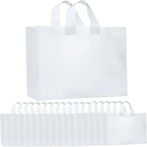 Clear Bags 100 Pcs Plastic Bags with Handles Bulk Frosted Large Plastic Bags ... - Picture 1 of 7