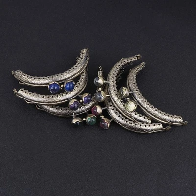  6 pezzi 8,5 cm semicerchio perline corallo goffrato borsa ferro telaio borsa monete - Immagine 1 di 4