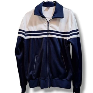 Vintage 80er Volleys Trainingsjacke Herren Gr. L Reißverschlusstaschen Full Zip dunkelblau - Bild 1 von 9