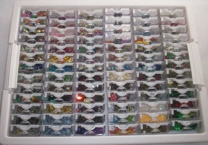 Lot of Decorative Brads, Sequins & Buttons in 78 Unit Bead-Sorting Case: EXC: NR - Picture 1 of 6