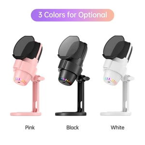 (White)USB RGB Microphone Computer Mic Kit With Tripod Noise Reduction TDW - Afbeelding 1 van 12