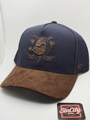 Anaheim Ducks '47 Brand The Dunes Vintage Navy 2 Tone Suede Snapback Hat Cap  - Image 1 of 4