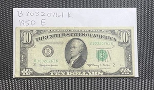 1950 E $10 Dollar Bill In Great Condition With Serial Number Of 30320761 - Picture 1 of 6