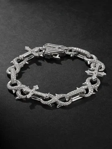 Brazalete de diamantes Daz de oro blanco de 18 quilates sobre cristianos icónicos e infinitos para hombre - Imagen 1 de 6