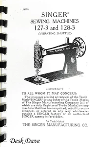 Nuevo manual de instrucciones de copia para máquina de coser para SINGER 127 + - Imagen 1 de 4