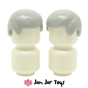 LEGO Minifigure Hair x2 - Light Bluish Grey Short Smooth Wig NEW H99 - Picture 1 of 4
