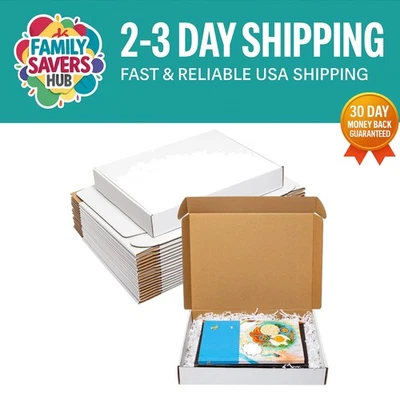 Easy Assemble 25 Pack of White Corrugated Shipping Boxes 13x10x2" - DIY Ready - Image 1 of 4