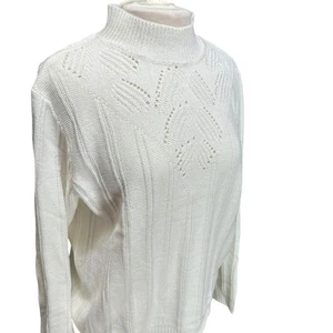 Vintage BLAIR Damen Strickpullover Pullover Gr. L Stehkragen Blattpasse Granny Coastal - Bild 1 von 9