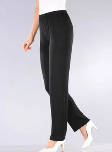 hochwertige knitterfreie Damen Hose mit edlem Glanz schwarz Schlupfform 46 52 - Bild 1 von 3