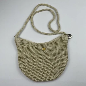 The Sak Crochet Boho Crossbody Bag Purse Small Cream w/Gold Metallic Thread - Picture 1 of 8