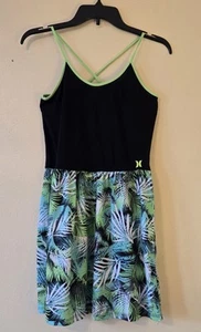 Hurley Dress Girls Sz L (12-13) Green/Black Green Spaghetti Straps Back Cross - Picture 1 of 9