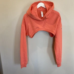 Alo Shrug It Off Cropped Hoodie Womens Medium Coral - Picture 1 of 5