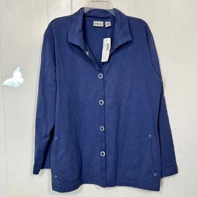 Chaqueta Chico's Ellen Canyon Cloth Commodore para mujer talla 3 (XL) azul botón delantero Foto 1 de 4
