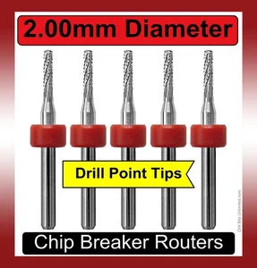 2.00mm Router Bit Carbide 1/8" Shank Chip Breaker Drill Point 5 PIECES urc156 - Picture 1 of 5