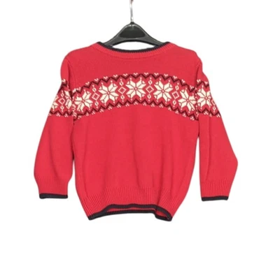 OshKosh Sweater Kids Size 4 Red White Fair Isle Snowflake Pullover Holiday Knit - Image 1 of 4