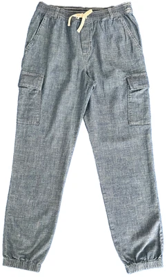 Polo Ralph Lauren Girls 12 Chambray Cargo Joggers Ankle Pants Elastic Waist - Image 1 of 4