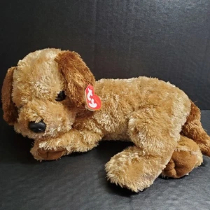 Ty Classic Scrapper Dog 2002 Puppy Brown Laying Soft Plush Toy 12" TySilk - Picture 1 of 12