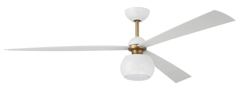 Otto 1-Light 60" Hanging Ceiling Fan in White with Satin Brass - Image 1 of 1
