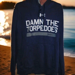 SUDADERA CON CAPUCHA PARA HOMBRE AZUL MARINO DE ESTADOS UNIDOS PEQUEÑA HECHA POR UNDER ARMOUR - Imagen 1 de 5