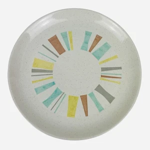 Plato de cena de gres vintage Vernonware Anytime MCM Atomic 12,75" colorido EE. UU. - Imagen 1 de 11