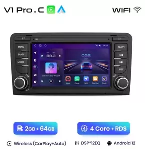 RADIO 2 DIN 7" PER AUDI A3 ANDROID BLUETOOTH USB GPS NAVIGATORE CARPLAY 2/64 - Foto 1 di 6