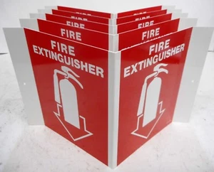5 X 6 (3-D) RIGID PLASTIC ANGLE "FIRE EXTINGUISHER PICTURE" SIGN, NEW, LOT OF 5 - Picture 1 of 4