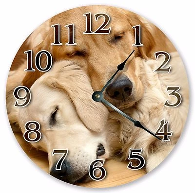 10.5" TWO GOLDEN RETRIEVERS CLOCK Large 10.5" Wall Clock Home Décor Clock - 3151 - Image 1 of 3