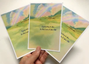 3 Cards Hallmark Heartline PET Sympathy Card In The Loss of Your Pet Rainbow - Picture 1 of 6