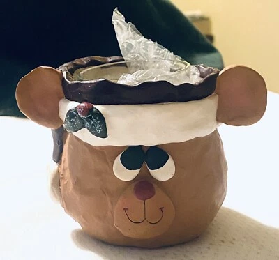 "Cerámica de Navidad de ciervos renos votiva incluye vidrio votivo hecho a mano 3""" Foto 1 de 4