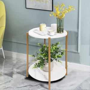 Modern Nordic Marble Coffee Table Living Room Sofa Side Table Round End Table AU - Picture 1 of 12
