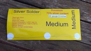 New Sterling Silver Jewelry Solder wire  8 inch 22 of gauge Medium Melt 1360 ° - Picture 1 of 2