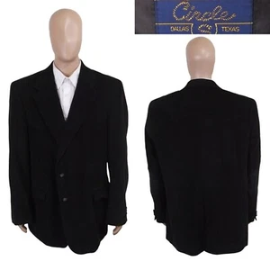 Circle S Two Button Cowboy Western Black Corduroy Elbow Patch Sport Coat 50L - Picture 1 of 10