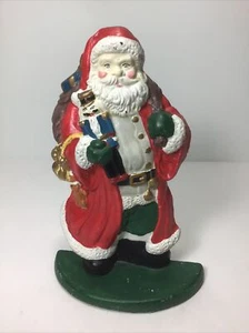 Vintage Hand Painted 8-1/2” Cast Iron Santa Claus Christmas Door Stop - Picture 1 of 6