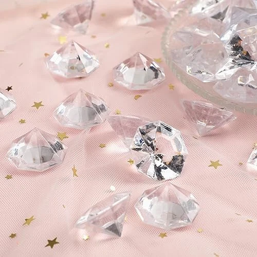 2 Lbs of 25 Carat Clear Acrylic Diamonds Big for Table Centerpiece Decorations W