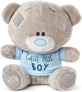 Camiseta azul Me to You Cutest Little Boy Push Bear regalo bebé peluche pequeño desgastado - Imagen 1 de 5