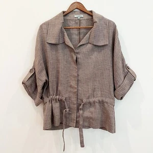 Chaqueta Top Nurture Mujer Manga 3/4 Lino 6 Marrón Lagenlook Cuadrada Artística Costera - Imagen 1 de 9