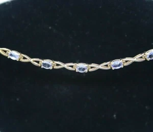 10K Yellow Gold Super Cute Lilac Purple Iolite 7 inch Bracelet 6.0g - Picture 1 of 10