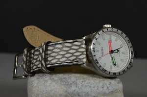 CORREA RELOJ 22 20 18 MM BLANCA BRILLO GENUINA PIEL COBRA HECHA A MANO MA STRAP - Picture 1 of 12