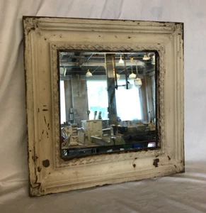 Vintage dekorative geborgene Blechdecke Shabby 23" SQ. Hellbrauner Metallspiegel Chic 784-25B - Bild 1 von 9