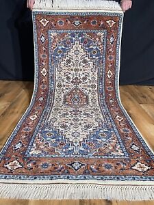Schöner Feiner Handgeknüpfter Orientteppich Herati Täbriz Nain Tappeto 150x70cm