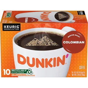 Dunkin' 100% Colombian Medium Roast Coffee, 10 Keurig K-Cup Pods - Picture 1 of 7