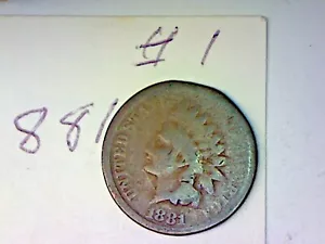 1881 INDIAN HEAD CENT LOT # 1 - Picture 1 of 2