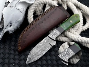 Handmade Damascus Full Tang Hunting Knife Fixed Blade Butcher Skinning Knife - Picture 1 of 10