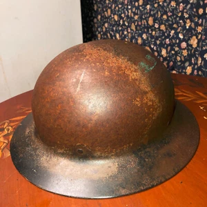 Vintage Steel Full Brim Hard Hat - 13x12x7" Nice Rust Patina, No Liner/Markings - Picture 1 of 7