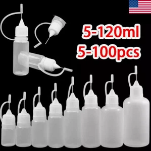 5-100ml Needle Tip Dropper Plastic Bottle Empty Squeezable Liquid Oil Craft US - Picture 1 of 25