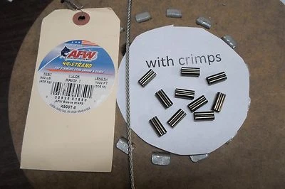 AFW 900 LB BRIGHT SS STAINLESS STEEL 49 STRAND 7 X 7 LEADER AND CABLE 12 crimps - Image 1 of 3