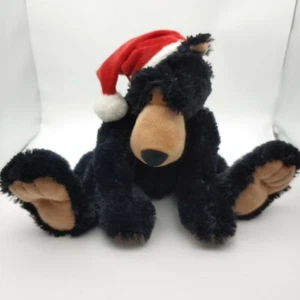 Ganz 13" Black Bear w Santa Hat Xmas Christmas Teddy Bear. HTF! - Picture 1 of 10
