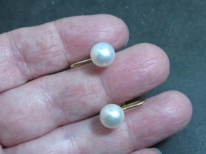 NAOMI Vintage 14 K Gold pearl Earrings designer earrings 14k - Picture 1 of 10