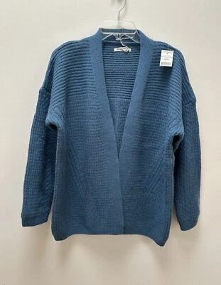 Cárdigan abierto grueso de mezcla de lana británica Woolovers azul talla L Foto 1 de 3