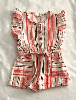 Mameluco Jessica Simpson Niñas Muselina a Rayas Cinturón Talla 3T Foto 1 de 4